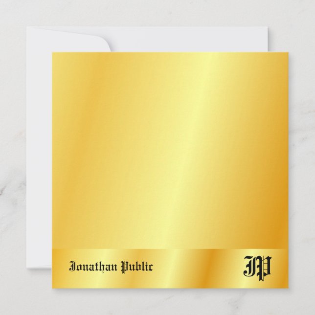 Tarjeta Pequeña Monograma de escritura a mano de oro falso persona (Anverso)