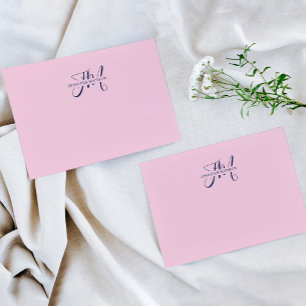Tarjeta Pequeña Monograma de escritura azul de Moda Girly Rubor ro
