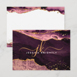 Tarjeta Pequeña Monograma de escritura del Purpurina de oro de la