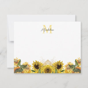 Tarjeta Pequeña Monograma de escritura floral de girasol ruso amar