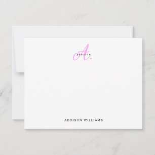 Tarjeta Pequeña Monograma de escritura gitana magenta rosa calient