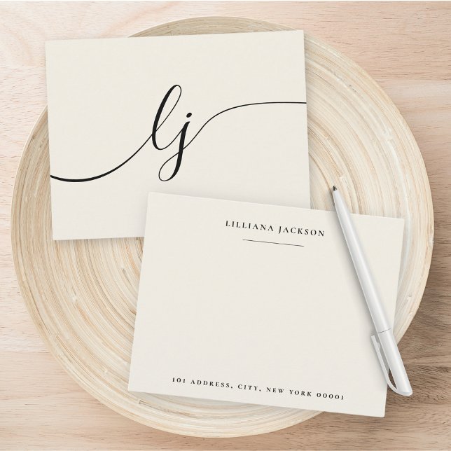 Tarjeta Pequeña Monograma de escritura personalizada simple (Subido por el creador)