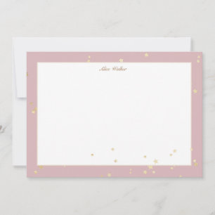 Tarjeta Pequeña Monograma de estrellas de cielo y oro de Rubor
