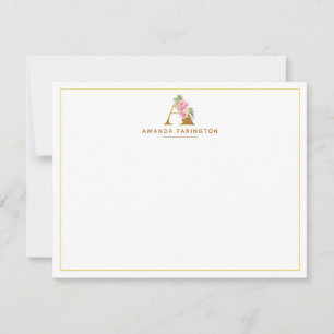 Tarjeta Pequeña Monograma de Faux Gold personalizado