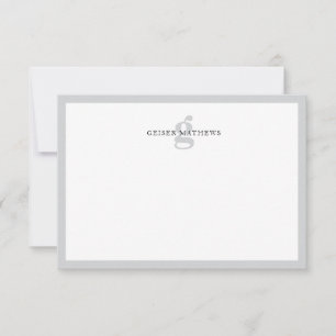 Tarjeta Pequeña Monograma de gris suave tipográfico clásico modern