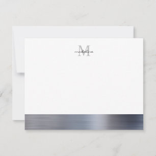 Tarjeta Pequeña Monograma de grisona gris plateado Metalizado cepi