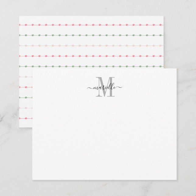 Tarjeta Pequeña Monograma de guión de Moda moderna (Anverso / Reverso)