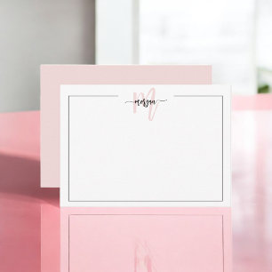 Tarjeta Pequeña Monograma de guión minimalista de un borde Rubor r