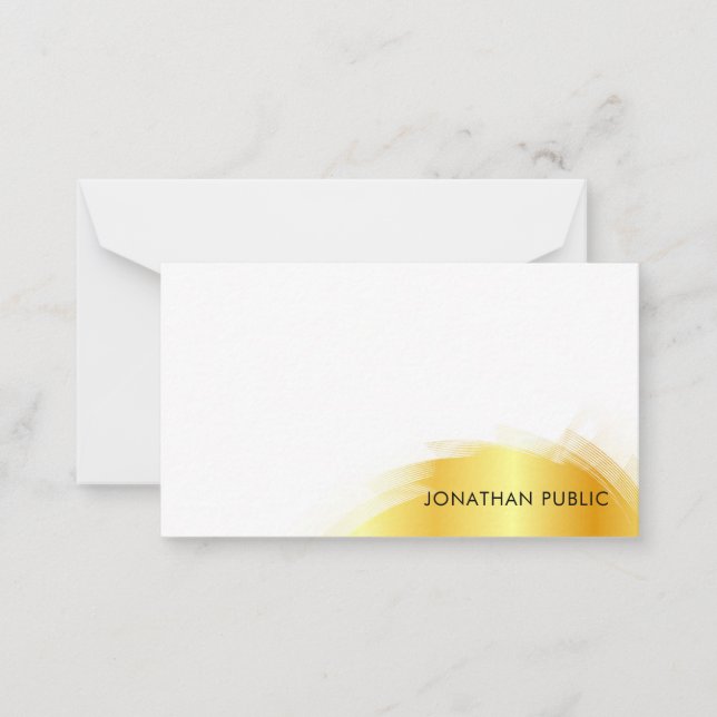 Tarjeta Pequeña Monograma de guiones manuales Faux Gold Elegant Si (Anverso)