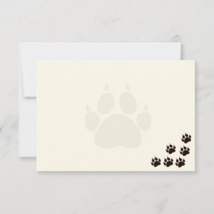 Tarjeta Pequeña Monograma de Huellas de Pata de Gato Negro en Crem