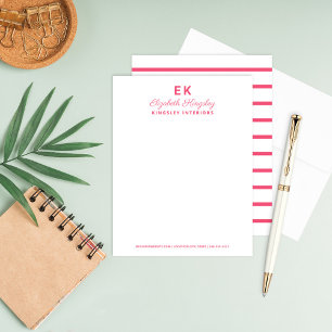 Tarjeta Pequeña Monograma de iniciales rosadas modernas para negoc