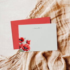 Tarjeta Pequeña Monograma de la amapola roja