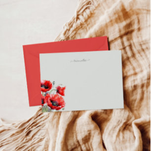 Tarjeta Pequeña Monograma de la amapola roja