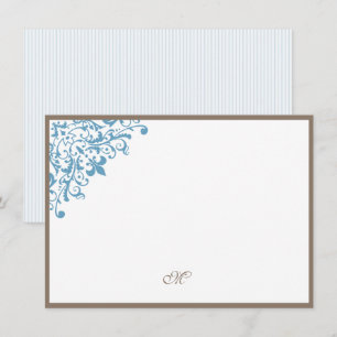 Tarjeta Pequeña Monograma de la banda azul francesa Fleur de Lis