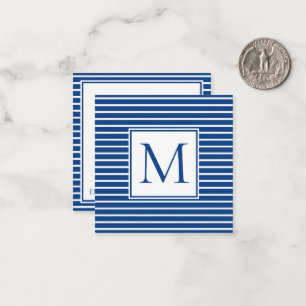 Tarjeta Pequeña Monograma de la correa azul y blanca de la marina 