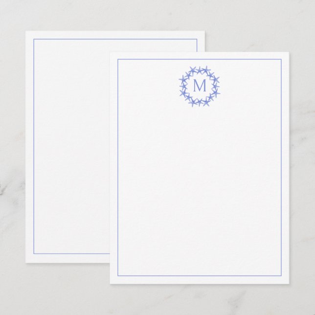 Tarjeta Pequeña Monograma de la corteza de estaño azul y blanco (Anverso / Reverso)
