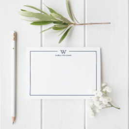 Tarjeta Pequeña Monograma de la familia azul formal clásica Minima