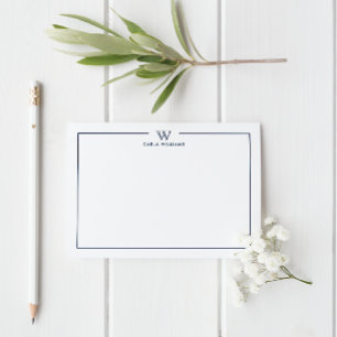 Tarjeta Pequeña Monograma de la familia azul formal clásica Minima