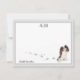 Tarjeta Pequeña Monograma de la frontera gris del rey Charles Span