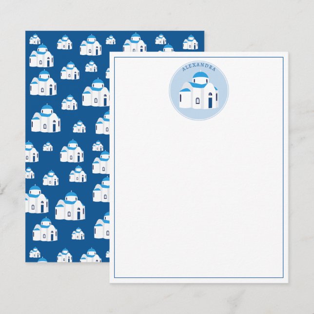 Tarjeta Pequeña Monograma de la Iglesia del Domo Azul de Santorini (Anverso / Reverso)
