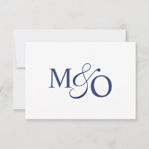 Tarjeta Pequeña Monograma de la pareja azul de la Marina