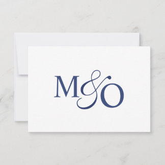 Tarjeta Pequeña Monograma de la pareja azul de la Marina