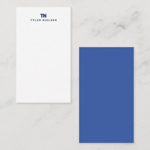 Tarjeta Pequeña Monograma de la tipografía azul de la marina moder