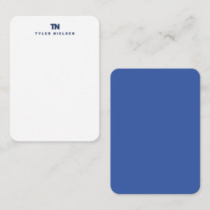Tarjeta Pequeña Monograma de la tipografía azul de la marina moder