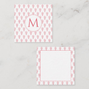 Tarjeta Pequeña Monograma de langostas blancas y rojas costeras