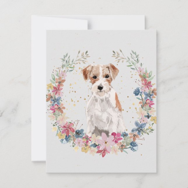 Tarjeta Pequeña Monograma de las flores de primavera de Jack Russe (Anverso)
