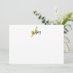 Tarjeta Pequeña Monograma de letra cursiva en negro y dorado