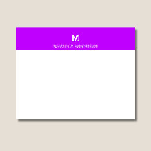 Tarjeta Pequeña Monograma de letra de nombre personalizado púrpura