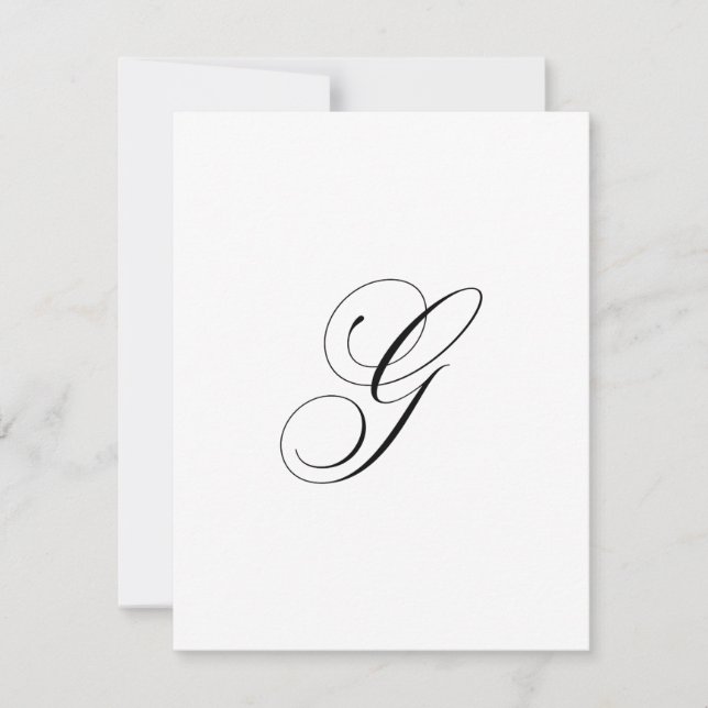 Tarjeta Pequeña Monograma de letra "G" con letra script personaliz (Anverso)