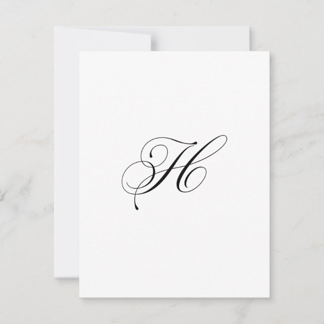 Tarjeta Pequeña Monograma de letra "H" con letra script personaliz (Anverso)