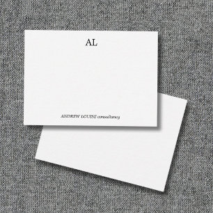 Tarjeta Pequeña Monograma de Negocios Minimalista en Blanco y Negr