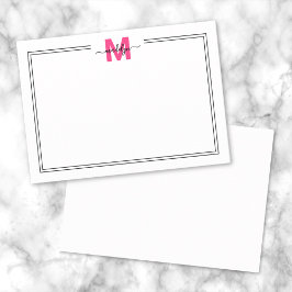 Tarjeta Pequeña Monograma de nombre con letra minúscula rosa minim
