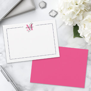 Tarjeta Pequeña Monograma de nombre con letra rosa
