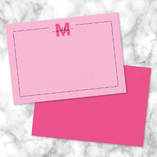 Tarjeta Pequeña Monograma de nombre con letra script rosa chica ca