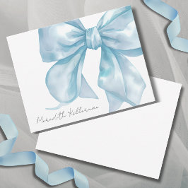 Tarjeta Pequeña Monograma de nombre de arco azul elegante y person