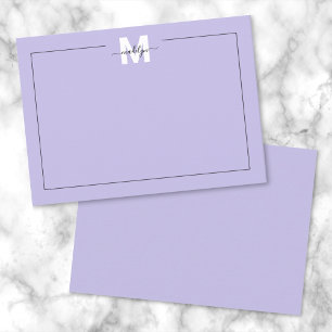Tarjeta Pequeña Monograma de nombre de escritura morada
