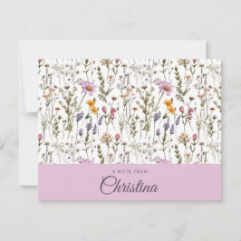Tarjeta Pequeña Monograma de nombre de flor silvestre acuarela ros