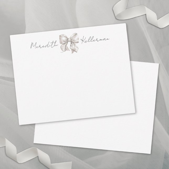 Tarjeta Pequeña Monograma de nombre de vaca personalizado (Personalized Bow Name Monogram Note Card)