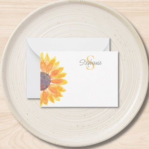 Tarjeta Pequeña Monograma de nombre girasol amarillo
