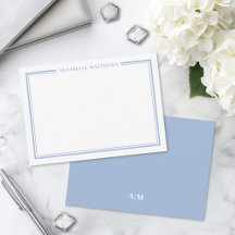 Monograma de nombre minimalista con borde azul pol