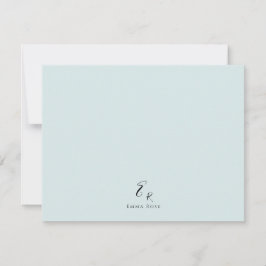 Tarjeta Pequeña Monograma De Nombre Minimalista Elegante Azul Polv