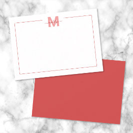 Tarjeta Pequeña Monograma de nombre minimalista simple en rojo