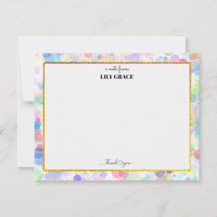 Tarjeta Pequeña Monograma de nombre personalizado arcoíris, regalo