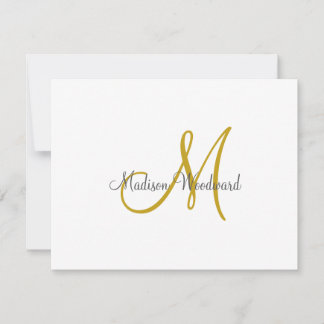 Tarjeta Pequeña Monograma de oro de guión moderno