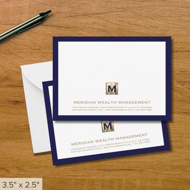 Tarjeta Pequeña Monograma de oro de la Marina Profesional con marc (Subido por el creador)