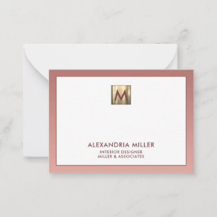 Tarjeta Pequeña Monograma de oro Rosa elegante
